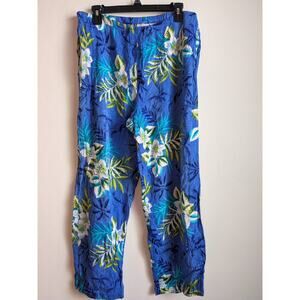 White Stag Pants Retro Beach Print Rayon Blue Size Large 36/38